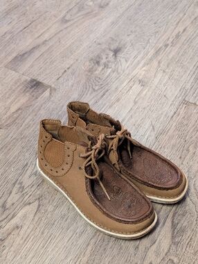 Justin Brown Leather Moc Toe Chukka Boots
